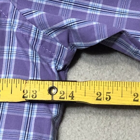 IZOD Mens Button Down Shirt Long Sleeve Plaid Purple Casual L - Picture 4 of 5